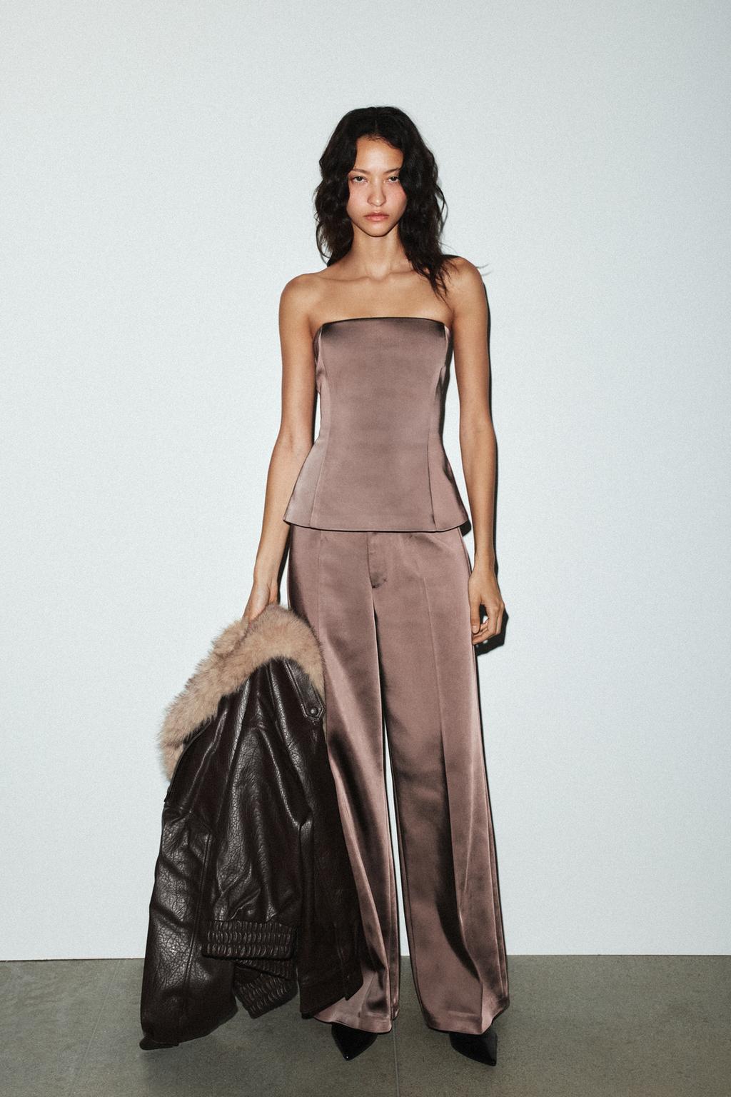 Chocolate Brown Satin Set