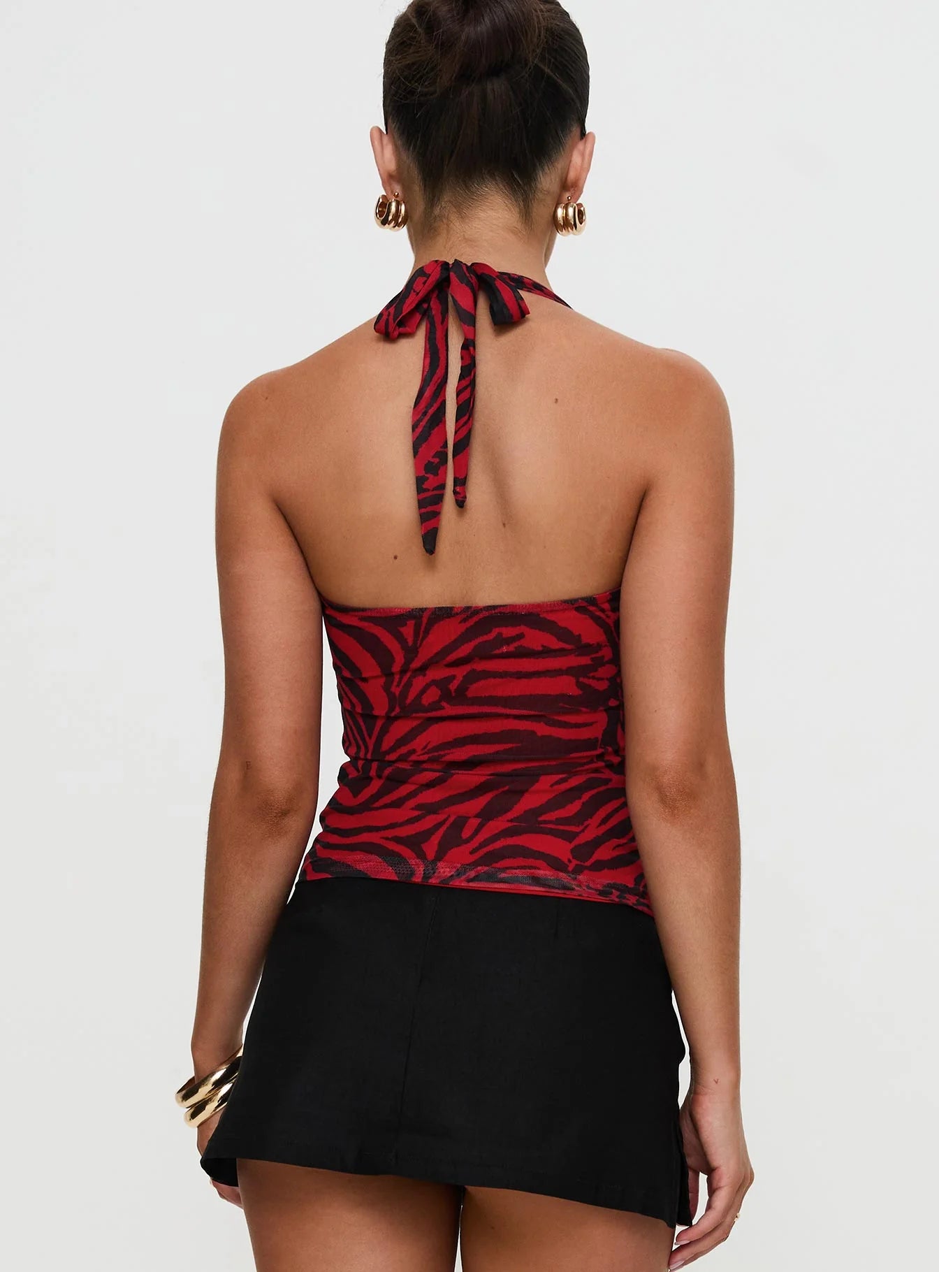 Mesh Halter Top Red Zebra